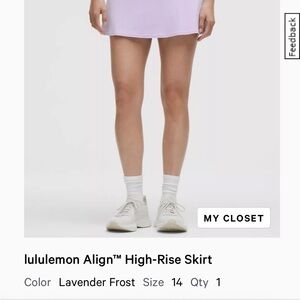 Lululemon Athletica Lavender Frost Skirt